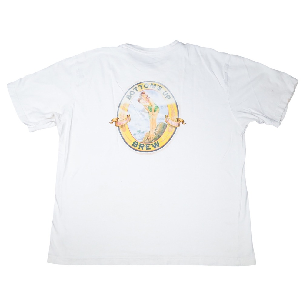 Tommy Bahama Relax Graphic T-Shirt Mens Large White Bottoms Up Brew Pinup READ
